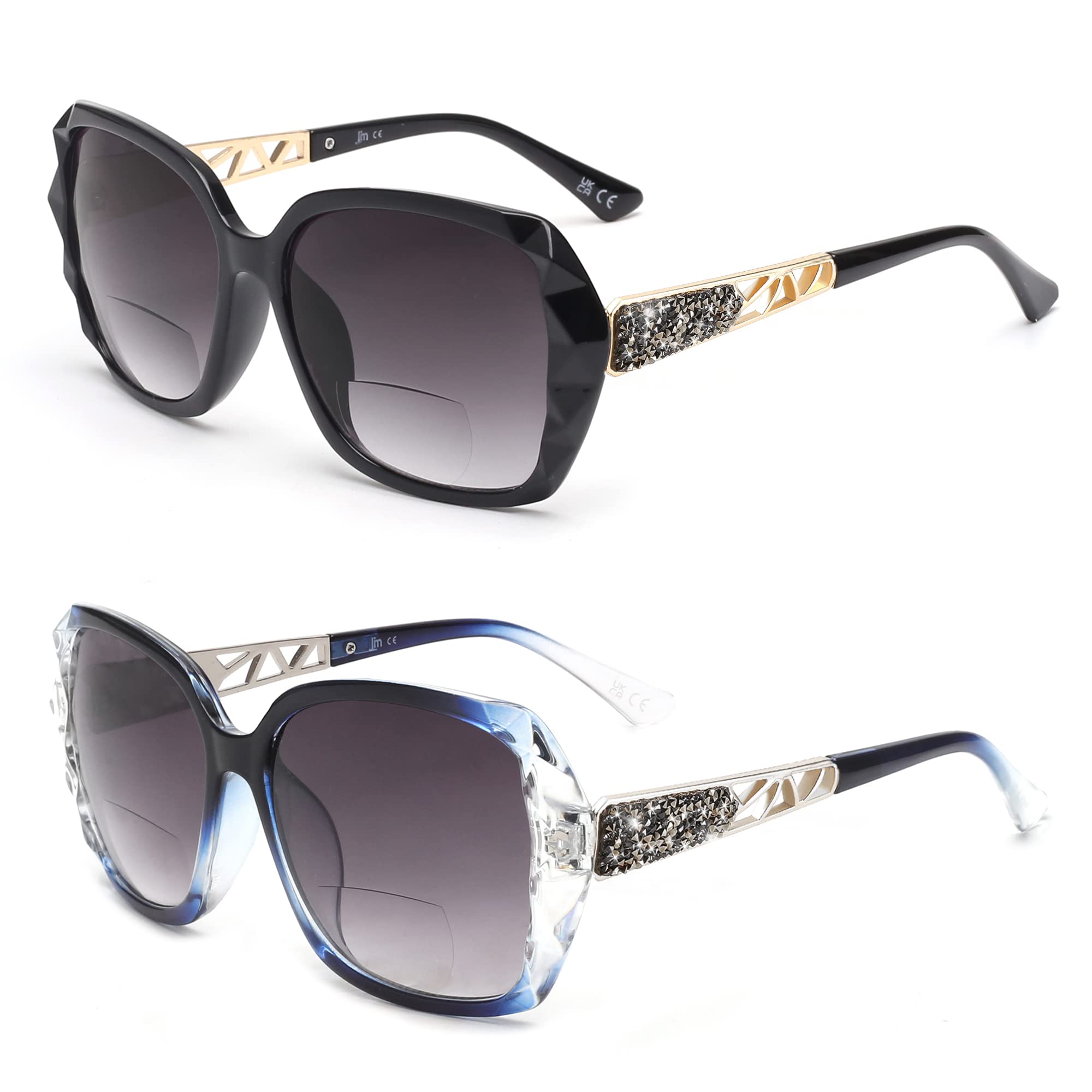 JM Gafas de Sol de Lectura Bifocales Gran Tamaño para Mujer Gafas de Sol de Lector Al Aire Libre Protección UV
