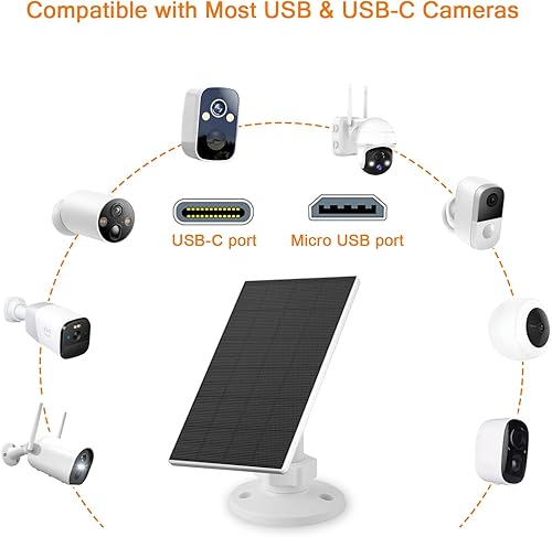 Miniatura 2 de Zivif Panel solar de 2 W para cámaras de seguridad, cargador solar con puerto micro USB y USB-C para cámara de seguridad de batería recargable,