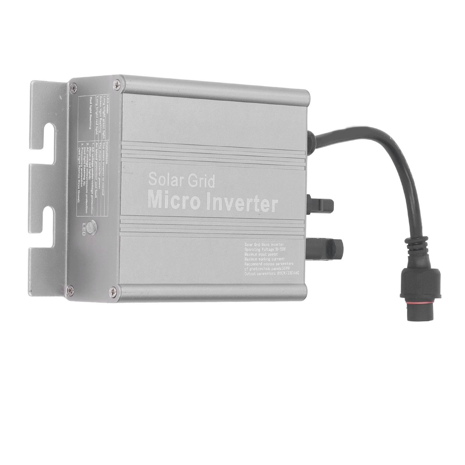 ViaGasaFamido Microinversor de Conexión a Red Solar Aleación de Aluminio Onda Sinusoidal Pura Inversor Conectado a Red 18 a 50V MPPT IP65 120V 230VAC para Panel Solar Uso en Cobertizo de RV en el