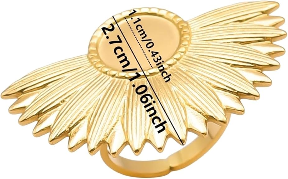 5pcs Brief Heart/Ellipse/Water Droplet Golden Stainless Steel Ring Plant Sun Adjustable Rings For Women Men Jewelry Anillo