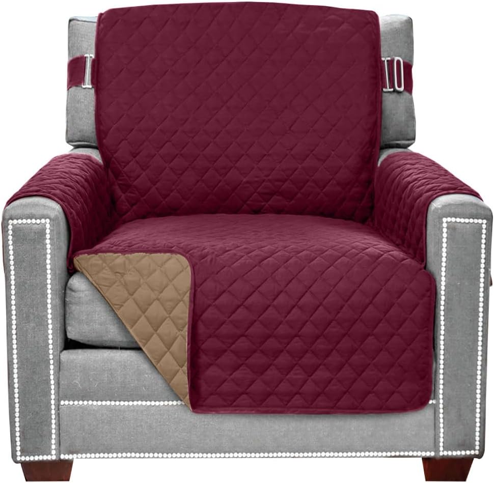 The Original SOFA SHIELD Reversible Furniture Protector, Features Elastic Strap (Chair: Burgundy/Tan) by Sofa Shield