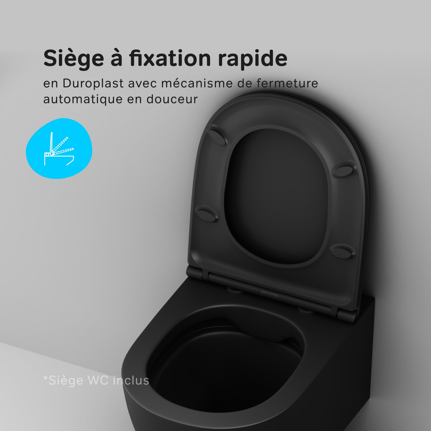 AM.PM WC suspendu cuvette et WC surélevé avec abattant SoftClose, cuvette murale en céramique sans rebord, design moderne pour salle de bain