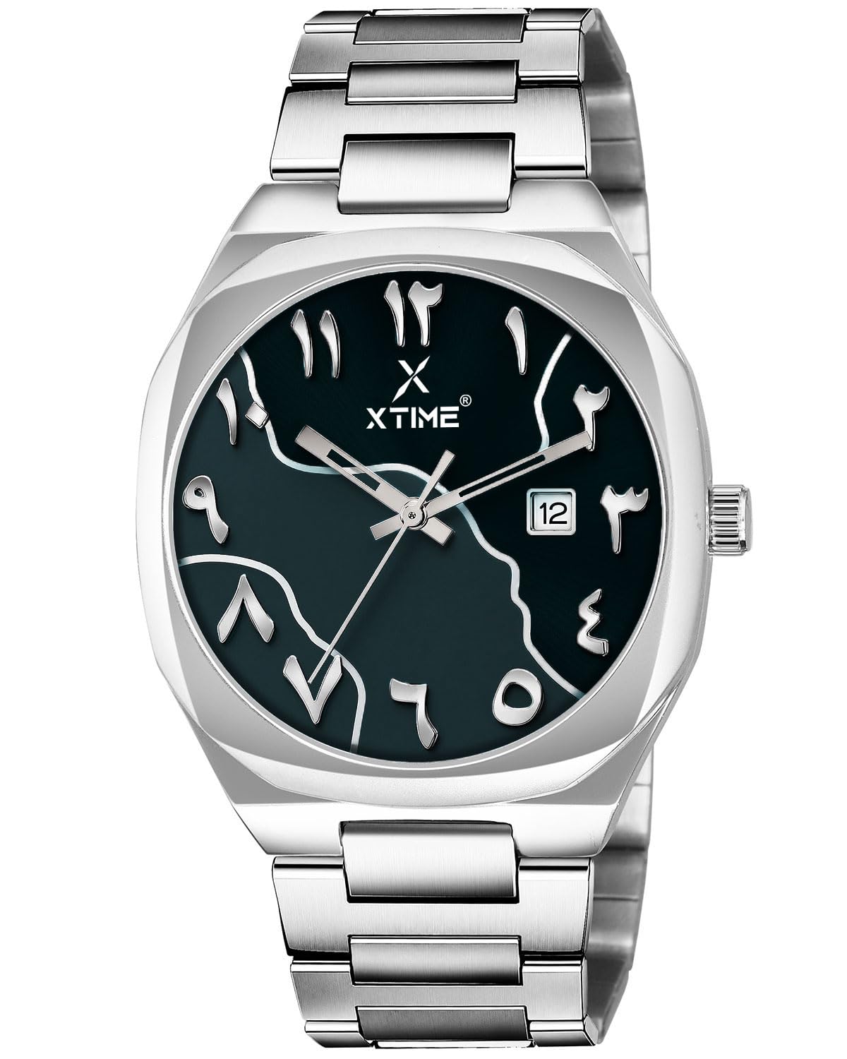 xtime 3D Design Arabic Numerals Round Dial & Steel Chain Analogue Date Watch for Men's & Boys-picture-56