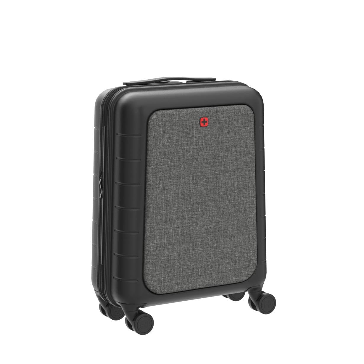 WENGER Syntry Bagage Cabine à roulettes, Ordinateur Portable 14 Pouces, Tablette Tactile 10 Pouces, 36 (44) l, Rigide, Femmes Hommes, Voyages d’Affaires Vacances, Noir/Gris Chiné, 610163