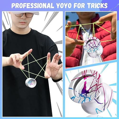 Miniatura 6 de Yoyo profesional X8 para niños de 8 a 12 años en adelante, Yoyo que no responde para trucos de giro de dedos, yoyo sensible al metal para