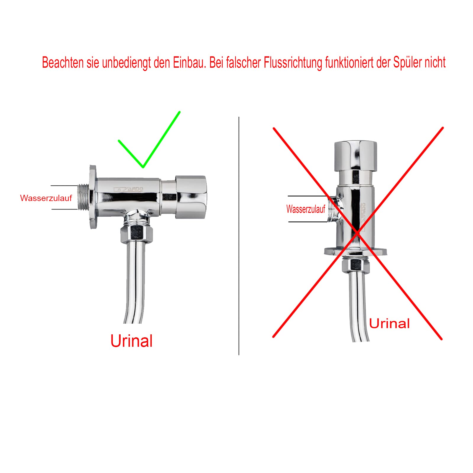 Lave-urinoir en laiton – Robinet de chasse à pression robuste pour un rinçage efficace
