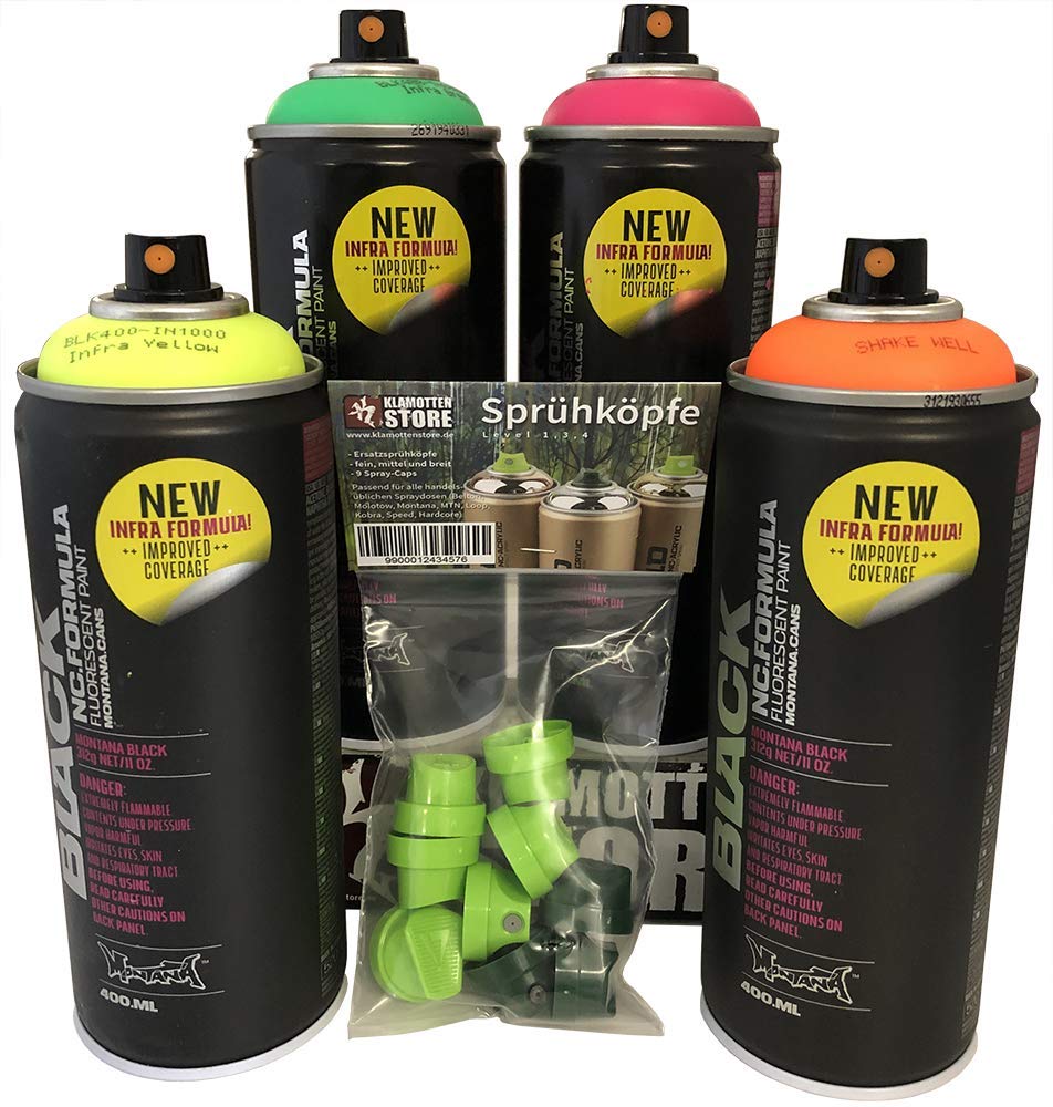 Montana Black Spray Cans Neon Colours Set 4x400ml