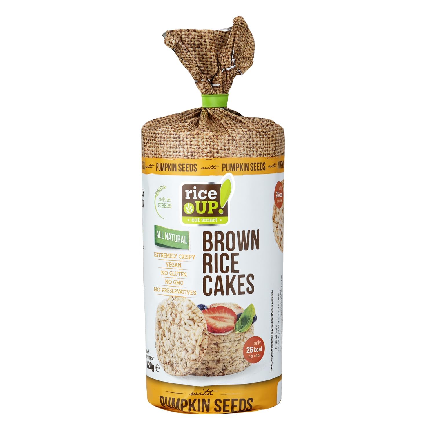 RiceUP Brown Rice Cakes with Pumpkin Seeds Vegan 120g | Gluten-Free Healthy Snacks, Low Calorie Crunchy Rice Cakes Made in Bulgaria-image-33
