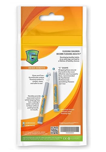Gumchucks | Faster, Easier Flossing! Kids Starter Pack For Teeth | Dental Gum Floss Picks | Floss Threaders Tool | Flossers Designed For Braces | Reusable Handles, 10 Flossing Tips & Card #TOP1