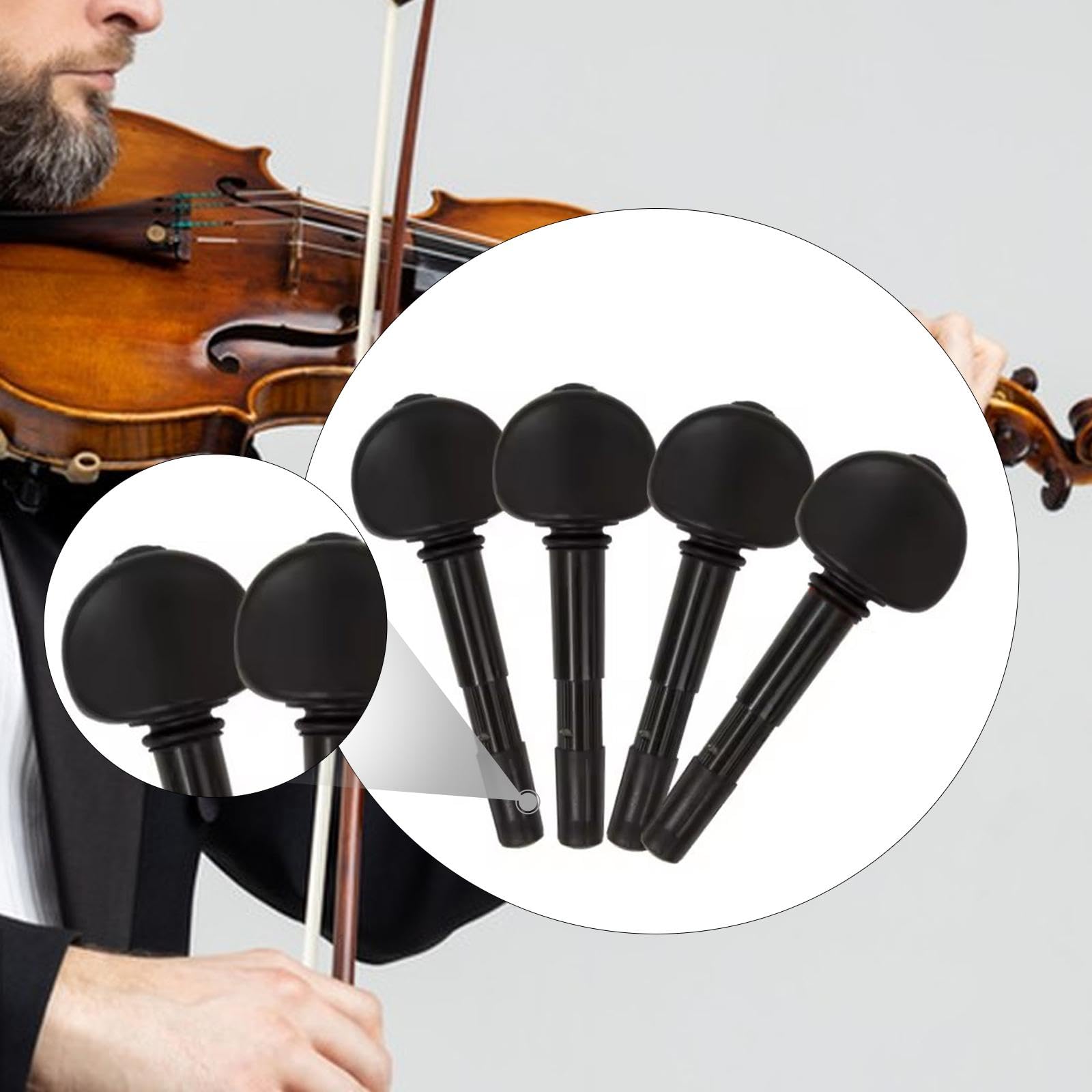 4 Stück Cello Wirbel Set Professionelle Stimmwirbel Einfacher Einbau PP Metall Mechanik für Musiker Orchester Musikunterricht, 12 Mm