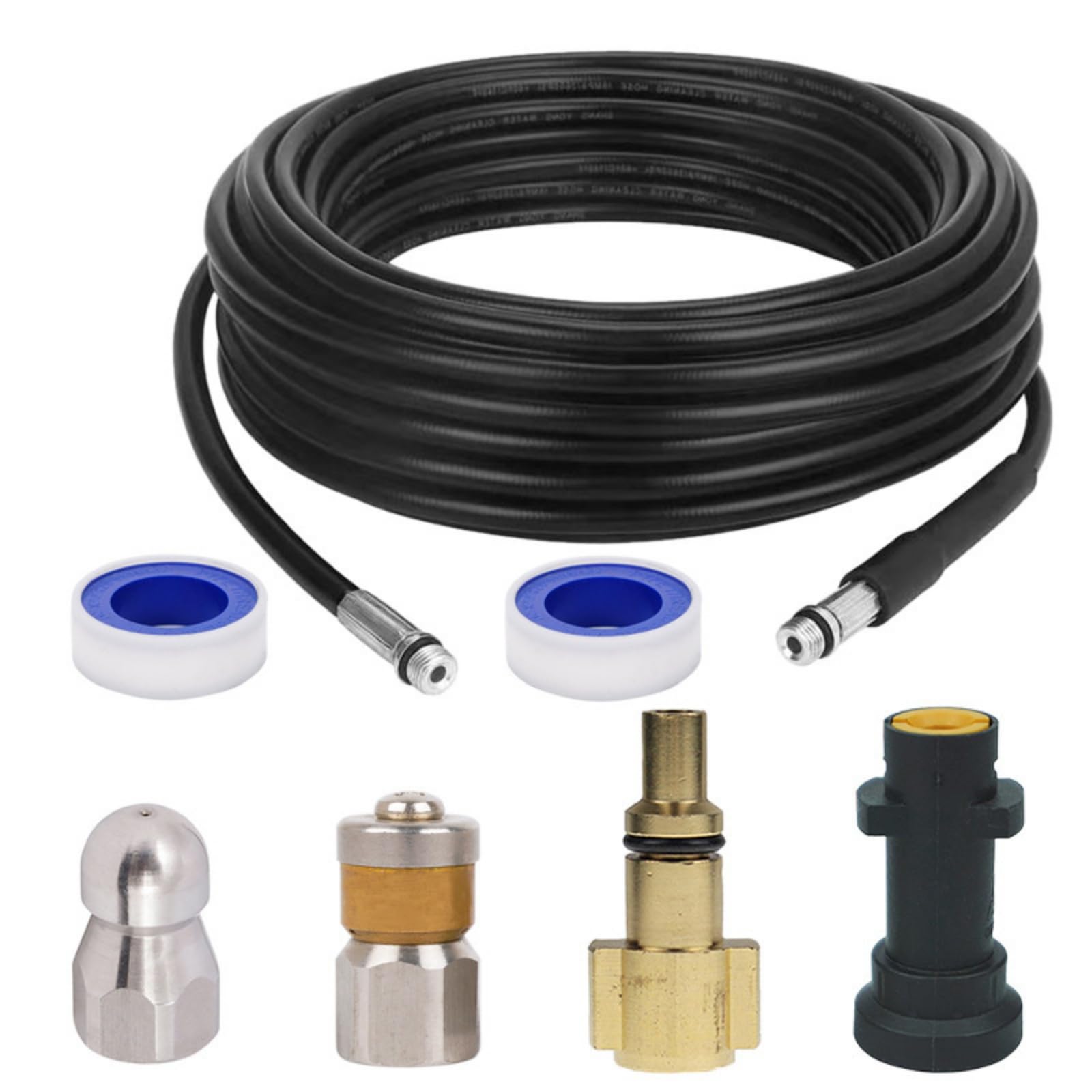 F Fityle para Hidrolavadora de Limpieza de Drenaje de Presión Enrollada Fittings Roscados Material PVC Nylon Adecuada para, 5 Metros