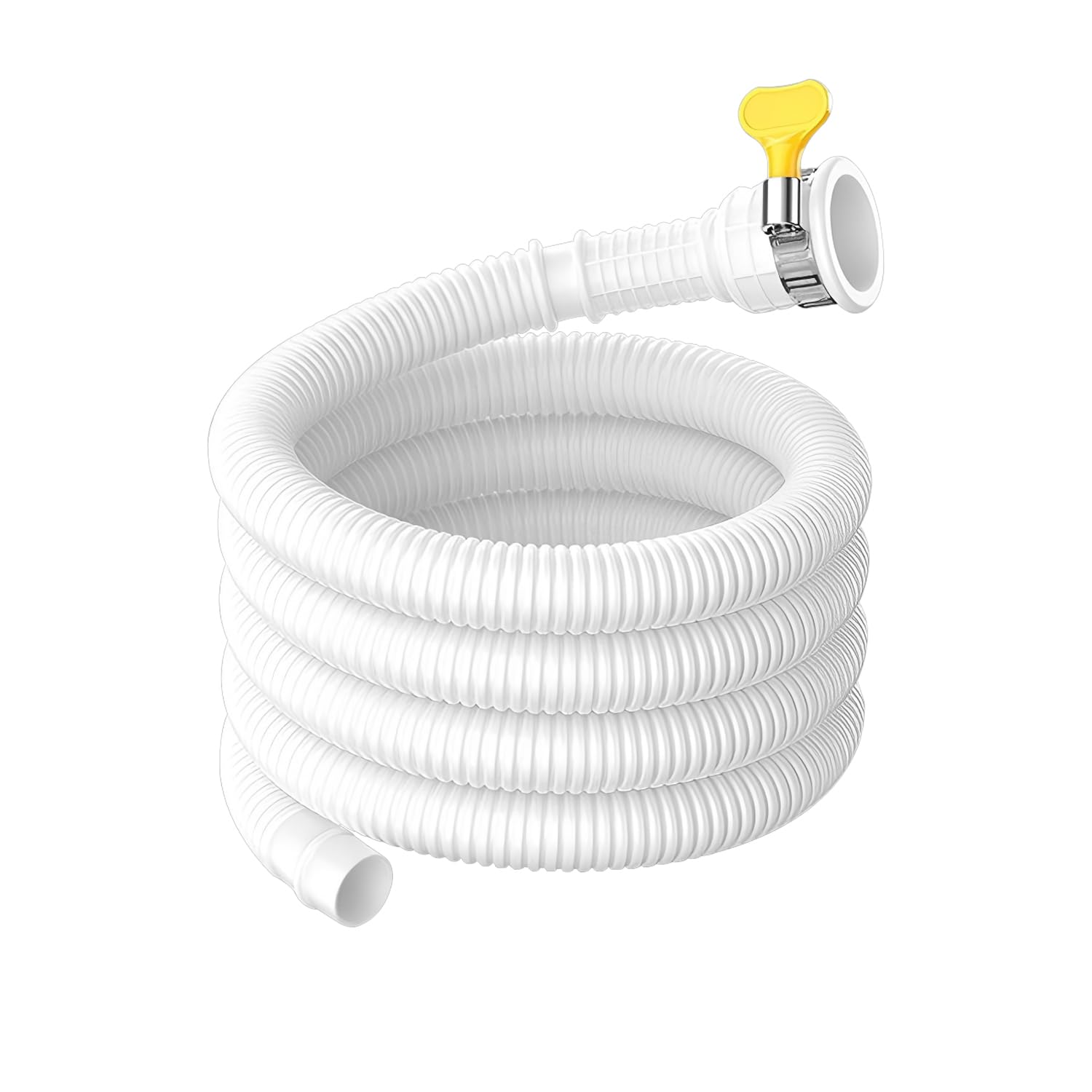 Ctyjia 1 PCS Air Conditioner Drain Hose, 2 m Universal Drain Pipe with Cuttable Rubber Adapter & Connect Clamp, for Air Conditioner, White