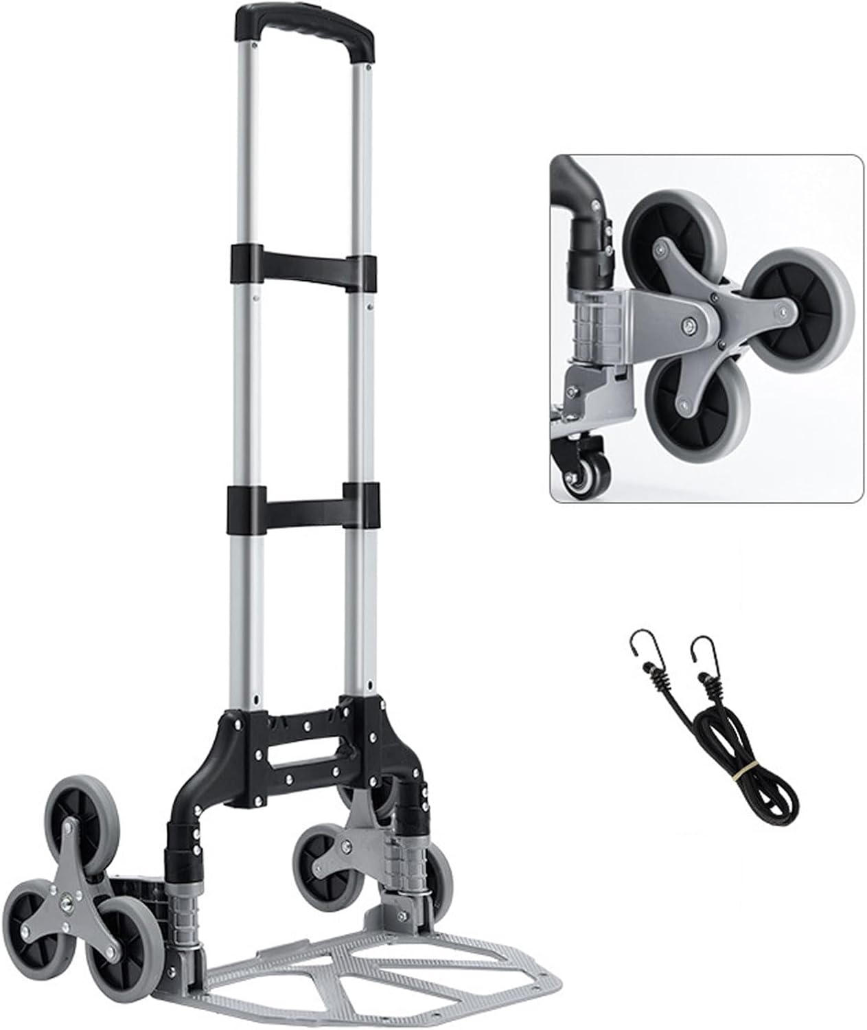 Foldable Grocery Cart with Wheels - Lightweight Shopping Trolley with Large Capacity, Adjustable Telescopic Handle, Silent TPR Wheels, Ideal for Stairs & Grocery Shopping Trips