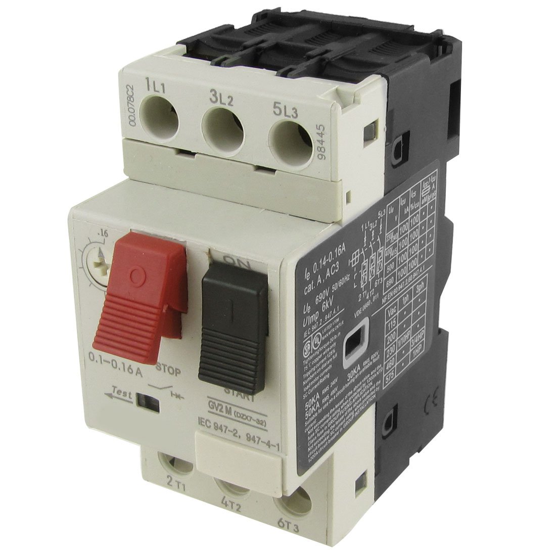 IEUMJNAT 0.1-0.16A 690V 3 Pole Motor Circuit Breaker DIN Rail Mount