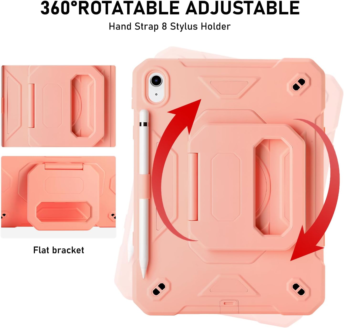 for iPad (A16) 11th Generation Case 11 Inch 2025/ iPad 10th Generation Case 10.9 Inch 2022 with 360 Rotating Grip Magic Stand,Pencil Slot/Key Chain/Carrying Shoulder Strap, Cover for iPad 10th Gen