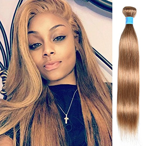 JulyQueen 100g Bundle Straight Remy Hair Wefts Straight Caramel Blonde 27 Color Hair Extensions Human Hair 100% Colored Brazilian Virgin Human Hair Weave 18"