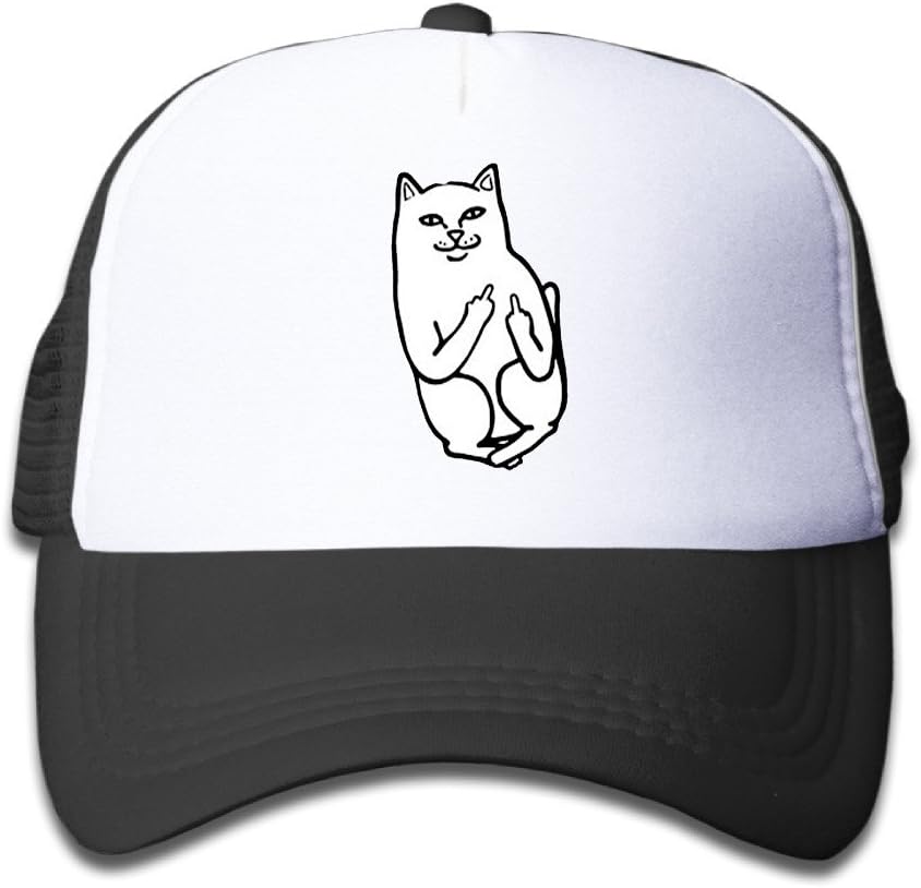 Middle Finger Cat Toddler Sun Caps Style Great for Kids Black Apparel