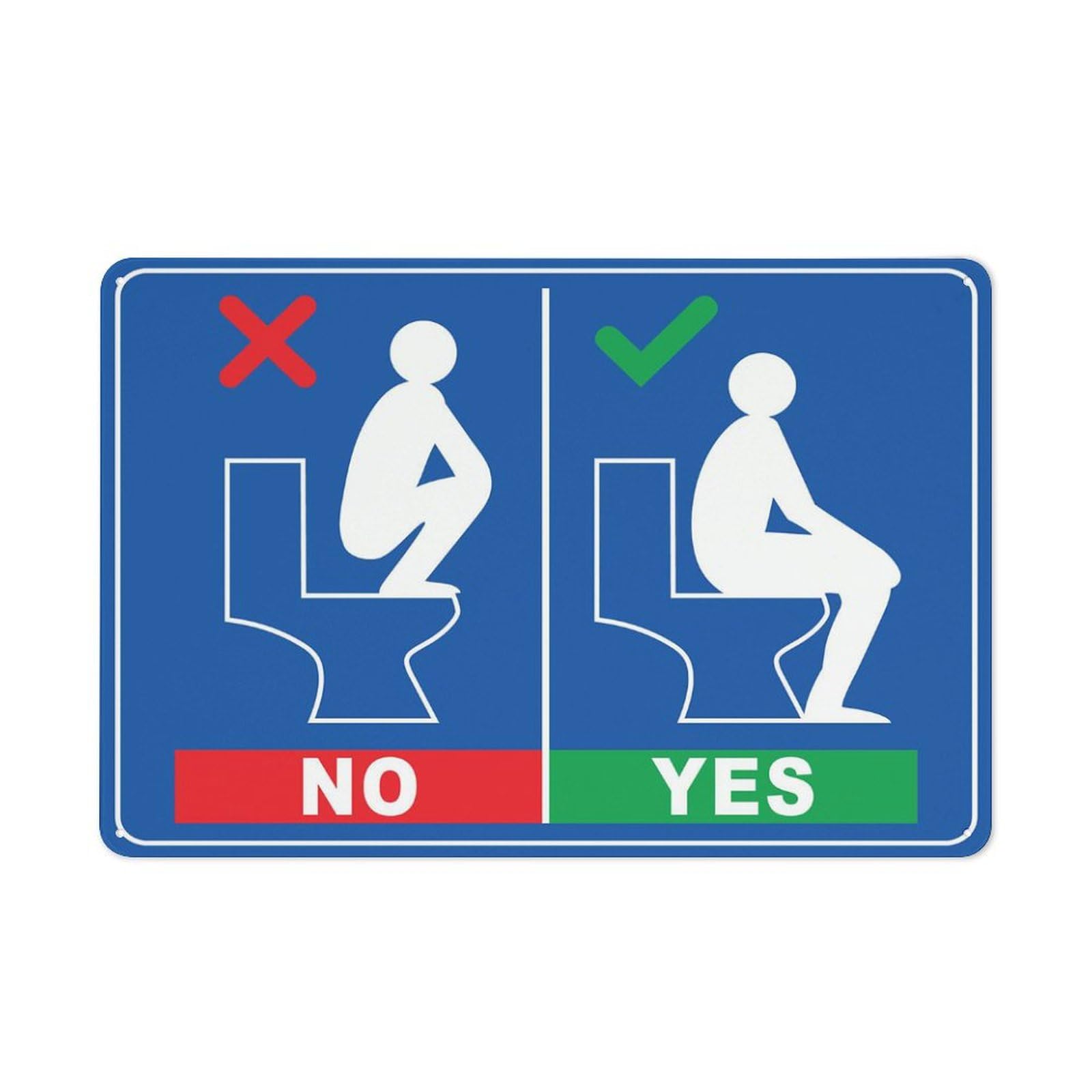 Metal Tin Restroom Instruction Sign, How To Use The Toilet Guide Plaque, Indoor & Outdoor Use, 12×8 Inch