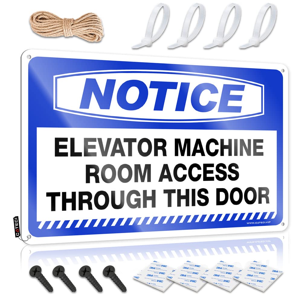 IBWNBBUSN Beer Signs Metal Vintage Notice Elevator Machine Room Access Through This Door Tin Sign Beer Bar Metal Sign Retro Metal Signs(30X40CM)