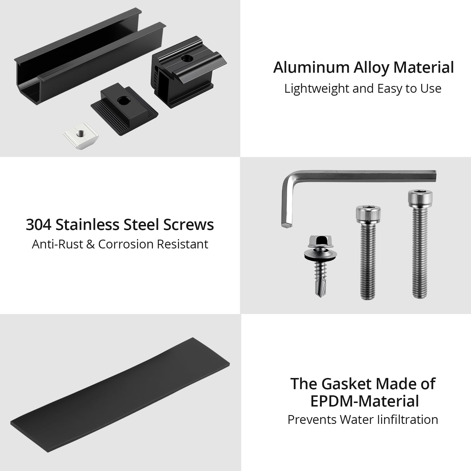 Anbte Kit di supporto per pannello solare per 2 pannelli solari da 30/33/35