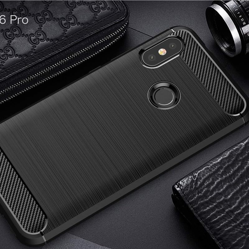 Image of Hybrid Carbon Fiber Back Case for Mi Redmi 6 Pro (Black)