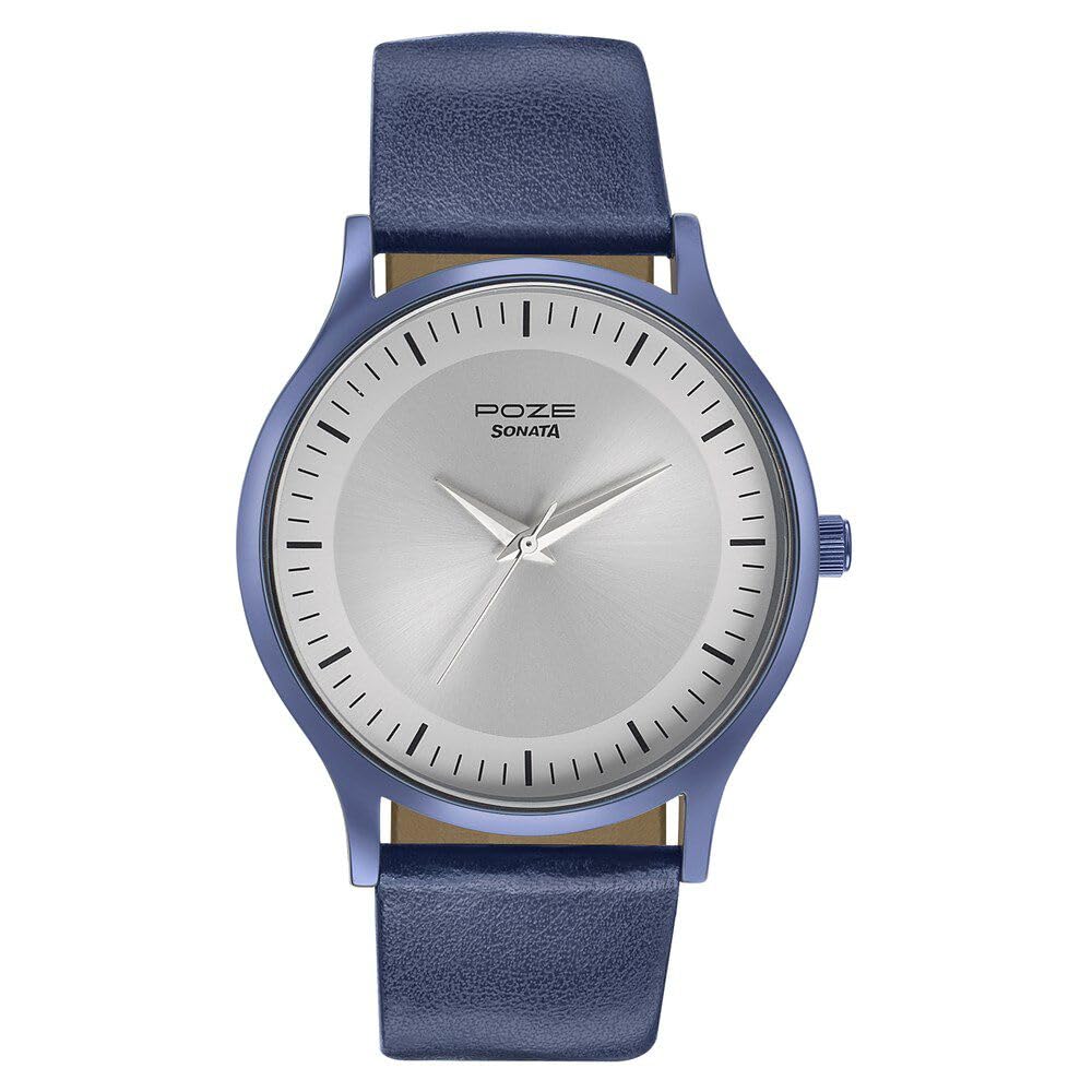 Sonata Poze Quartz Analog Silver Dial Leather Strap Watch for Men-SP70001QL01 (B0CT58XNF4) Amazon Price History, Amazon Price Tracker