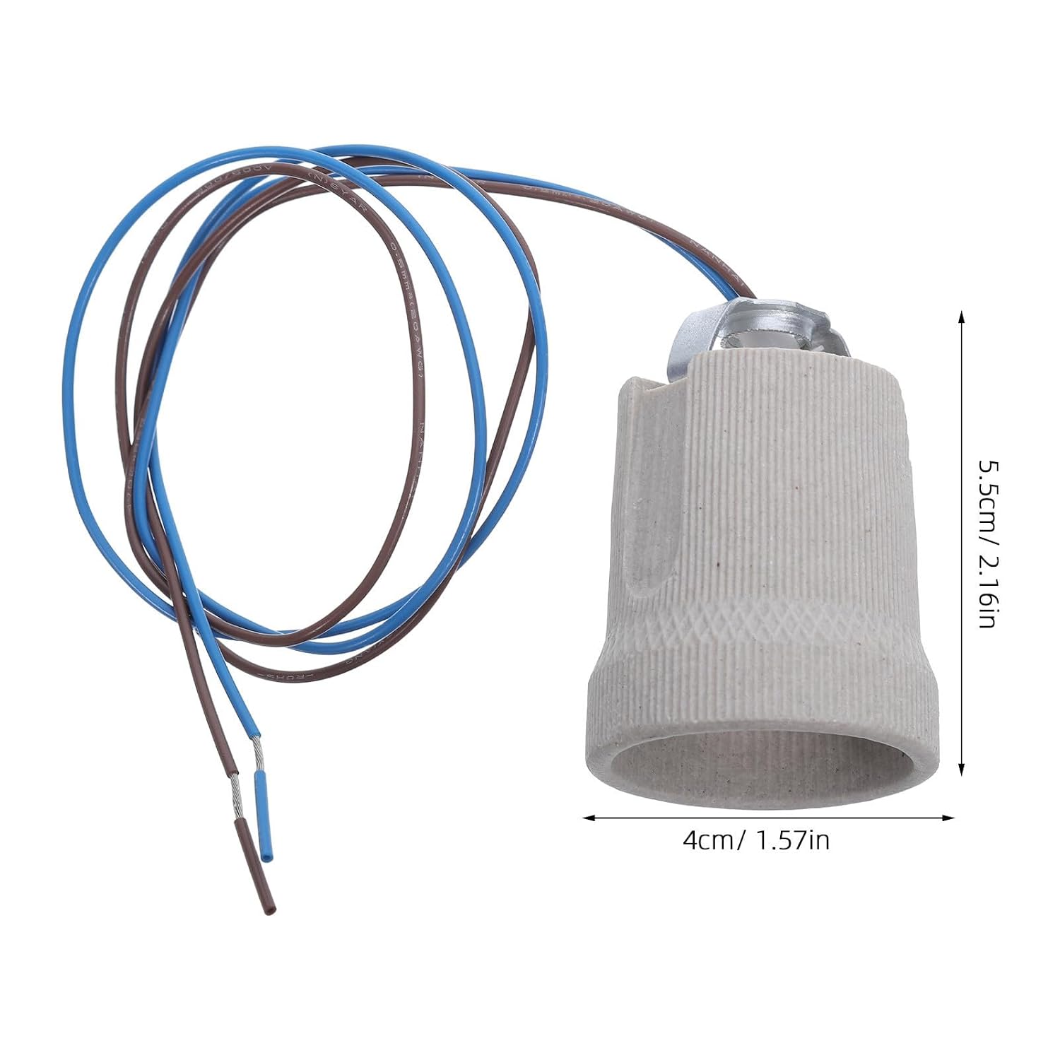 Generic 2pcs E27 Ceramic Lamp Holder with Cord, 50cm Wire, High Temperature Resistant Light Bulb Holder Socket for Pendant Lighting and DIY Projects, Quick Installation, Universal