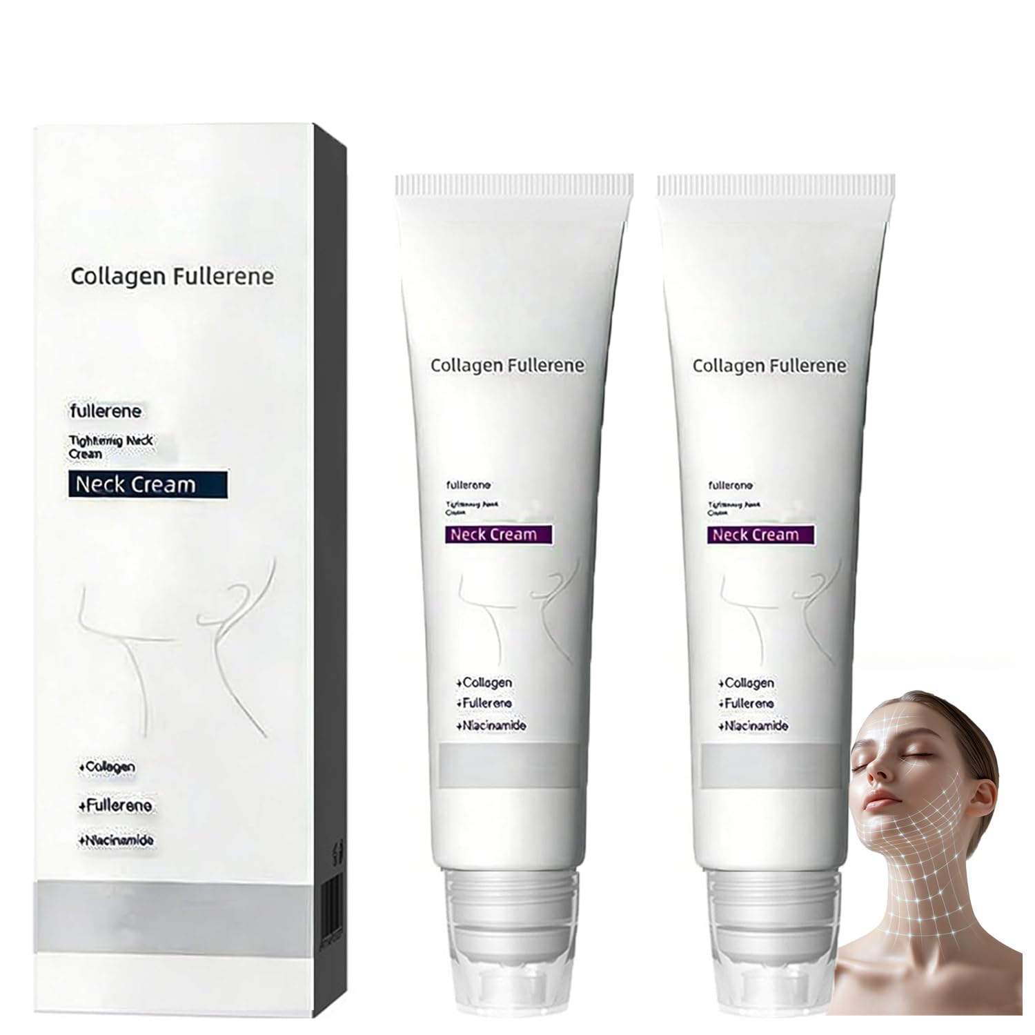 Collagen Fullerene Neck Cream - Neck Skincare with Collagen Peptides, 𝐂ollagen 𝐅ullerene Cream, Neck Firming Creams, Moisturizing, Wrinkles & Fine Lines Skin Care (3)