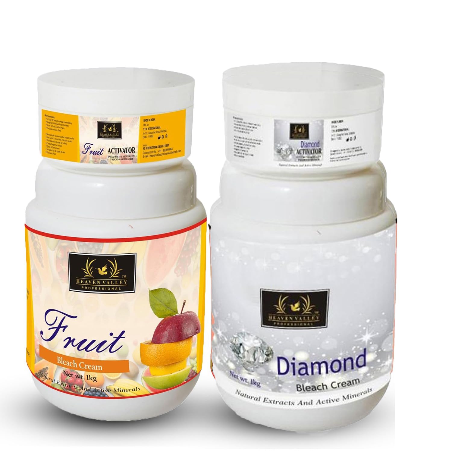 Heaven Valley Fruit Bleach Cream 1 Kg & Diamond Bleach Cream 1 Kg with Natural Extracts and Active Minerals