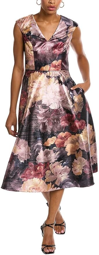Aidan Mattox V-Neck Cap Sleeve Dress