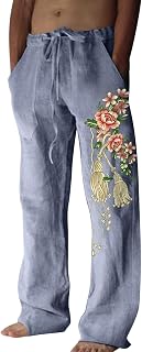 LindoMaker Walking Pants for Men Slim Fit Casual Pants Drawstring Waist Lightweight Beach Pants Fitness Sweatpants