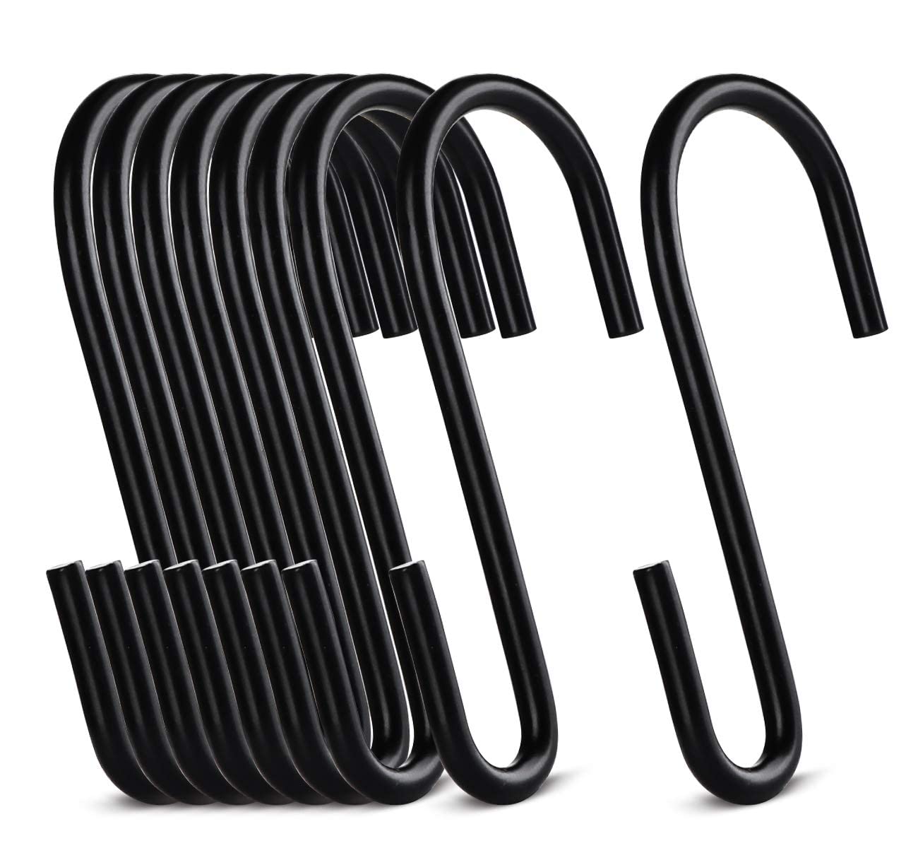 ilauke 20 Pack S Shaped Hooks Heavy Duty S Hooks Hanging Hanger Hook for Kitchen Bedroom and Office (Black)