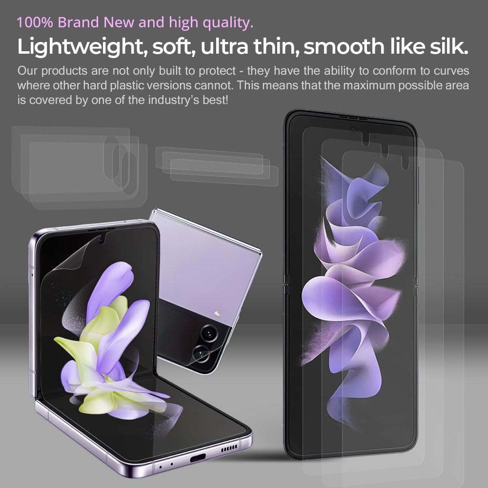 EASY POSITION ( 3Set Galaxy Z Flip 4 Anti Glare Matte Screen Protector Film, 3pcs Inner +3pcs Outer + 3pcs Hinge Film, Perfect Touch, Bubble Free Easy Installation with Guide tool
