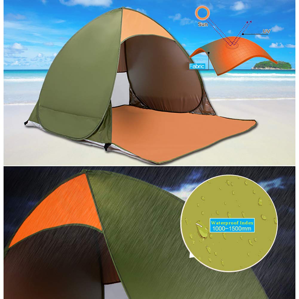 Pop Up Tente De Plage 2 Personne,Anti UV Ombre De Plage Abri Solaire avec Plancher étendu,Portable Automatique Abri De Plage Exterior