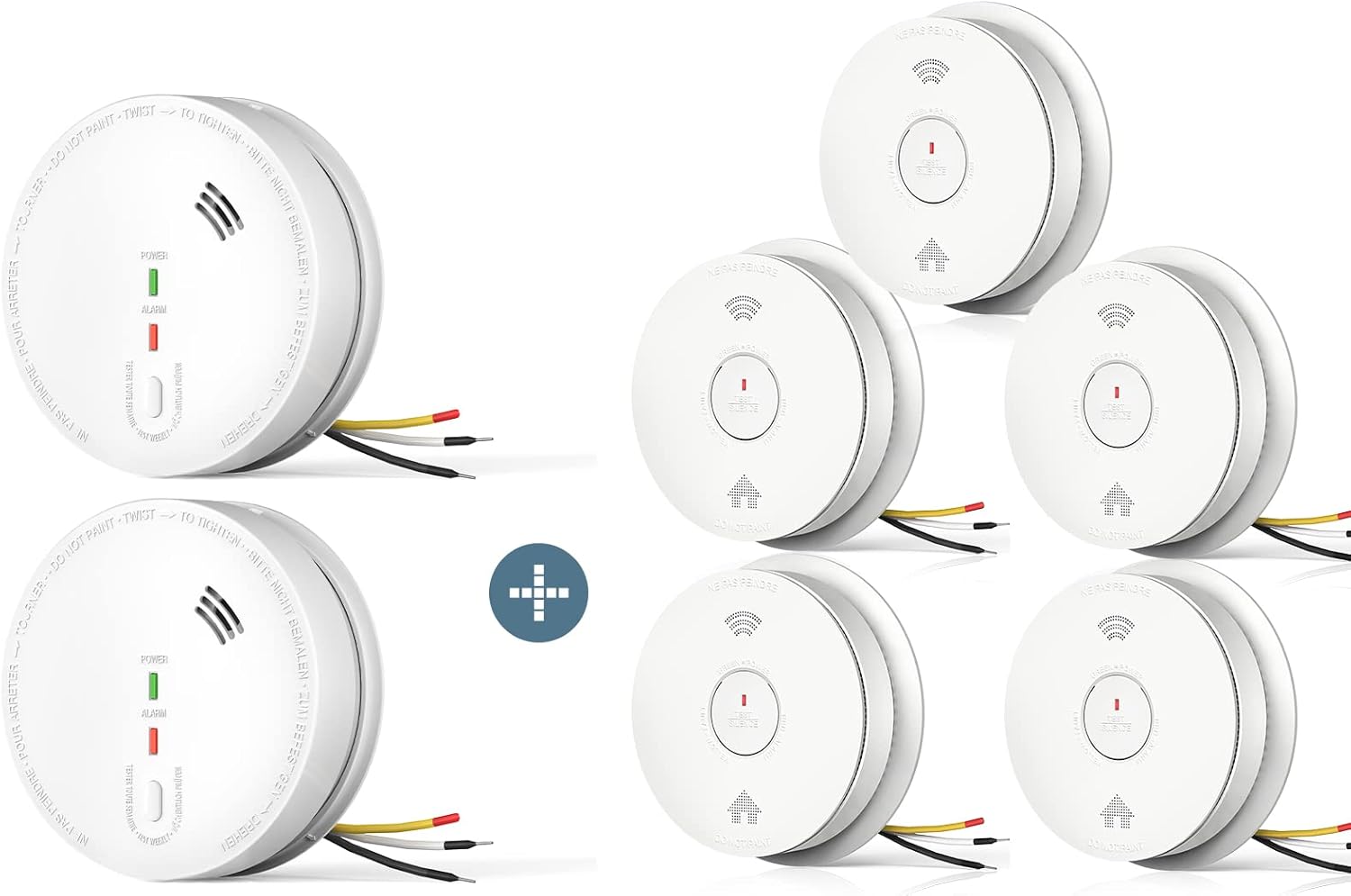 Hardwired Interconnected Smoke Detector 2 Packs & Hardwired Interconnected Smoke Detector Carbon