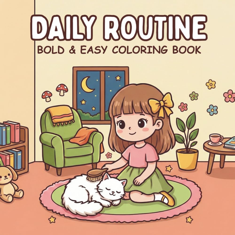 Daily Routine: Coloring Book for Adults and Teens Featuring Cozy Daily Activities for Relaxation (Cute & Easy Coloring)