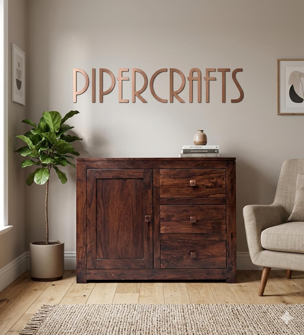 Solid Wood Multipurpose Storage Cabinet - Sideboard Cabinet for Living Room, Kitchen, Office, Hallway, Pantry, Utensil, Sideboard Crockery Unit Wooden, Sideboard Cabinet - Walnut Finish-image-25