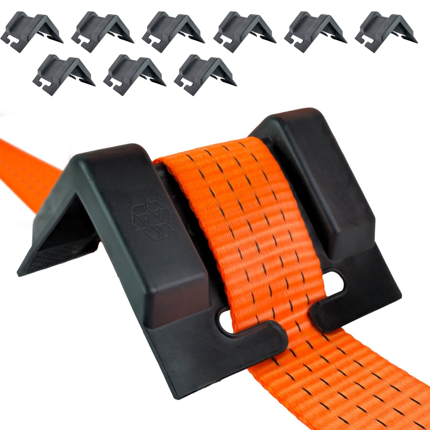 10 x Dolezych Kantenschutz für Spanngurte bis 50 mm, Abmessung 90 x 90 x 140 mm, mit Einfädelschlitz, schwarz