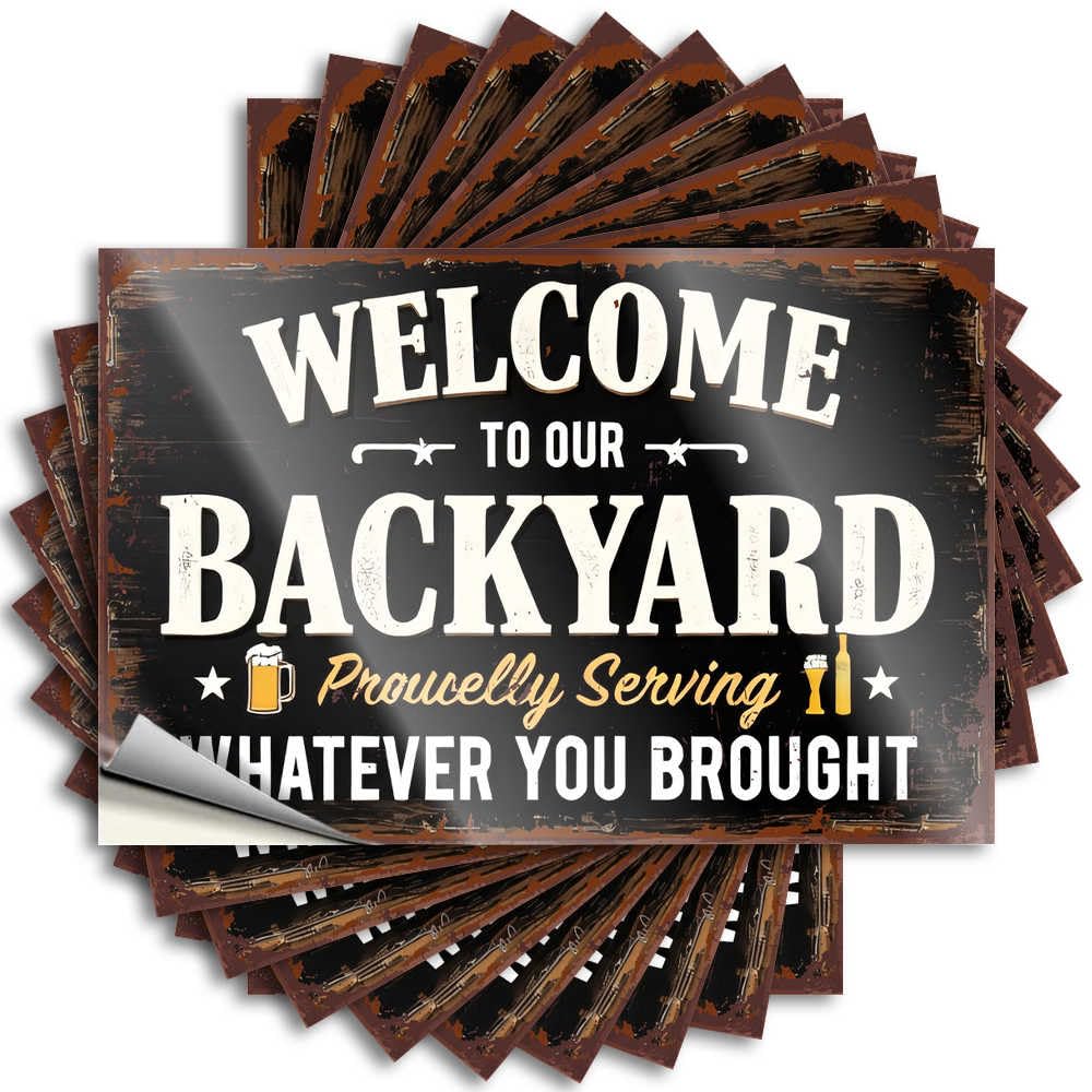 Tattoo Hot Cocoa Bar Decor Durable Vinyl - Backyard Bash: Serving Up Fun and Drinks! Cover for Military Use(6X9CM)