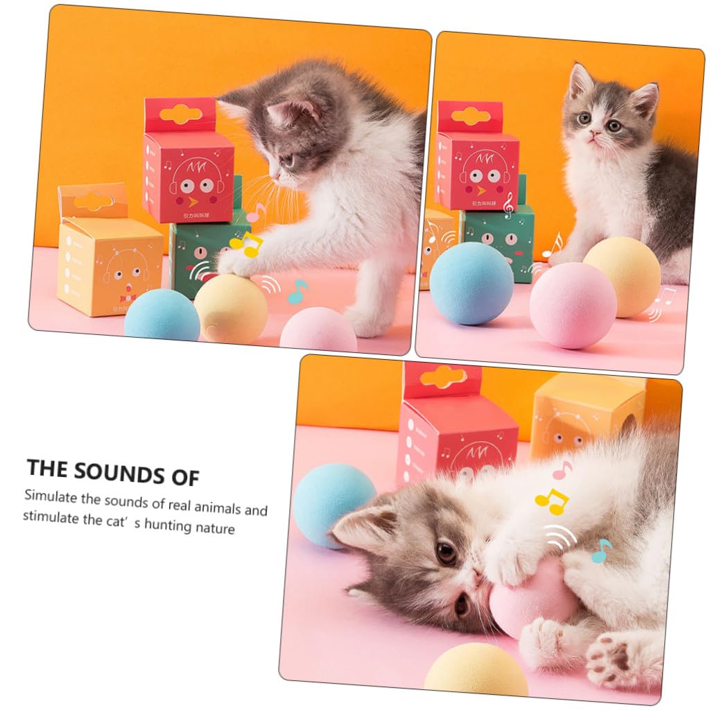 Lot de 6 Balles Sonores pour Chat, Jouet Interactif en Eva, Herbe à Chat, Sons de Simulation Animale, pour Intérieur