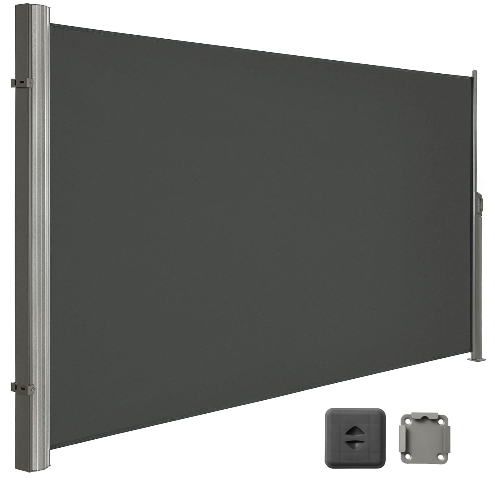 LARMNEE Alu-Seitenmarkise, ausziehbar, 180 x 450 cm, Sichtschutz, Sonnenschutz, Blickdicht, Seitenrollo, für Balkon, Terrasse, Garten, Anthrazit EBK1845BP02