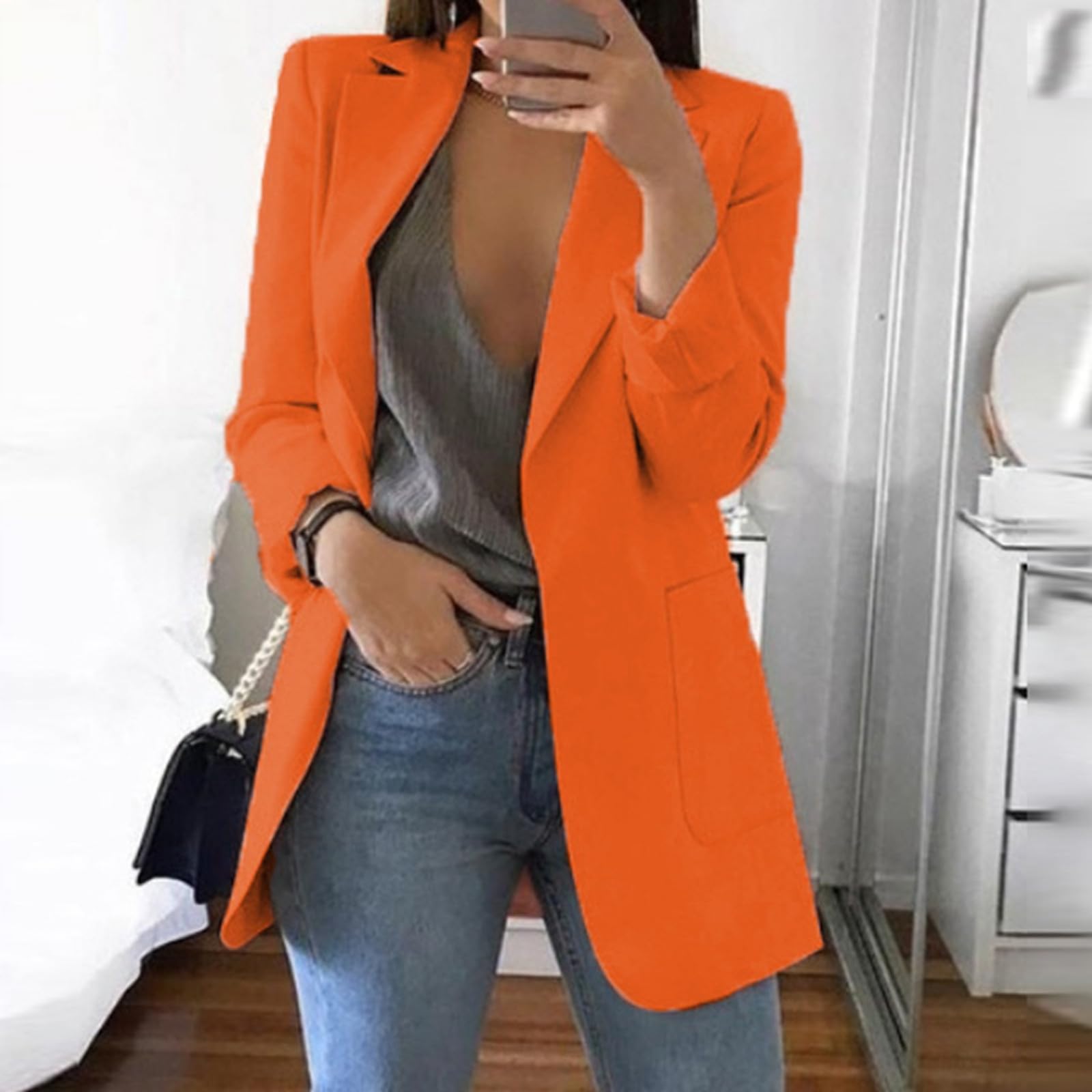 Generisch Giacca invernale da donna, trench per il tempo libero, alla moda, senza maniche, camisole, in rete, per donna estiva, con scollo rotondo e spalline sottili
