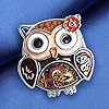 DOWAY Broche en forme de chouette en émail pour femme, Métal Émail Métal, Grès #1