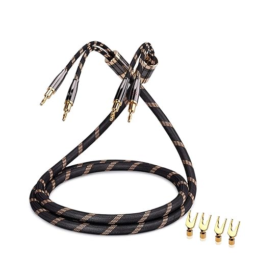 SKW Single Audiophile Speaker Cable Convertible Banana Spade Gold Plated Connector