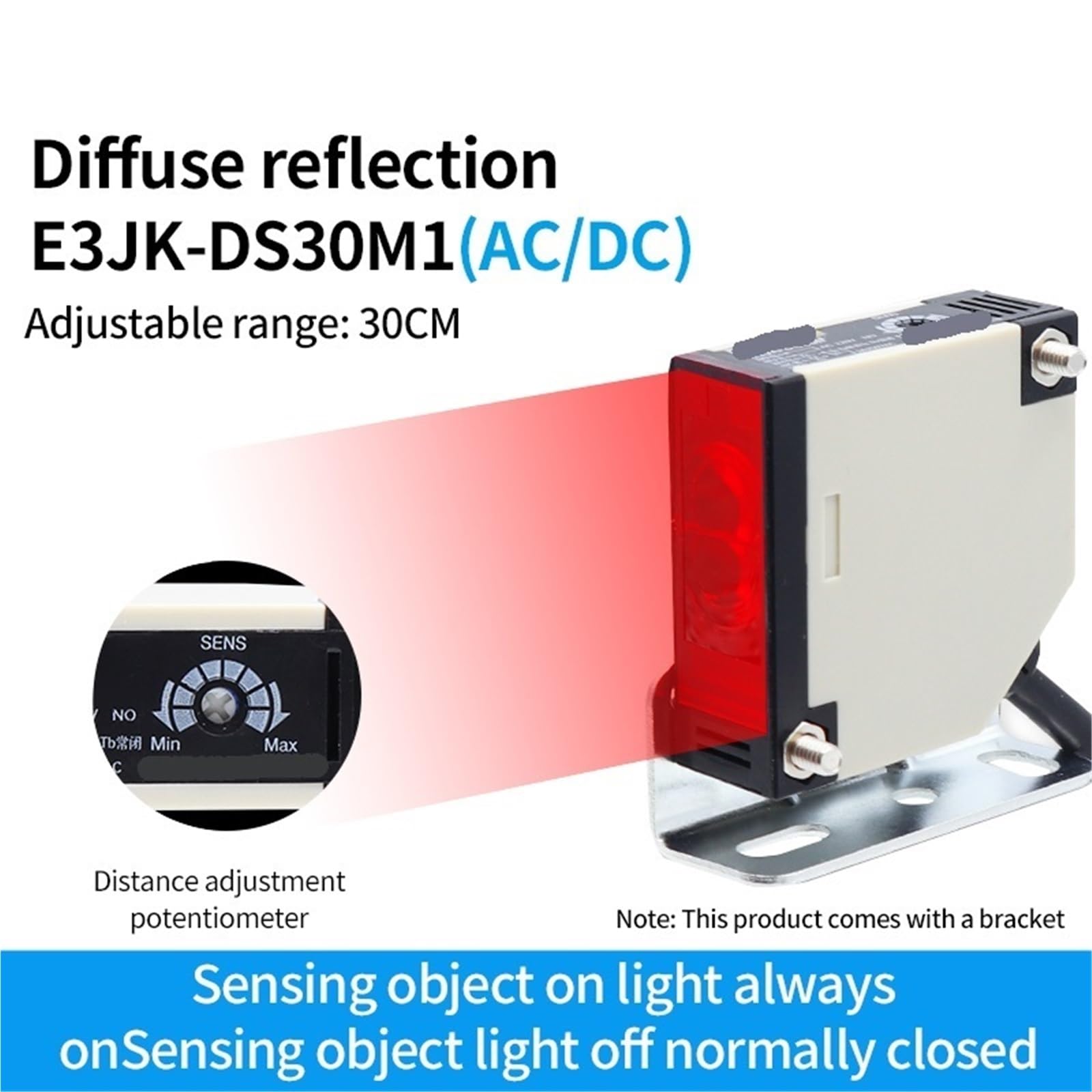 E3JK Série Capteurs de proximité infrarouges à diffusion ou réflexion AC DC