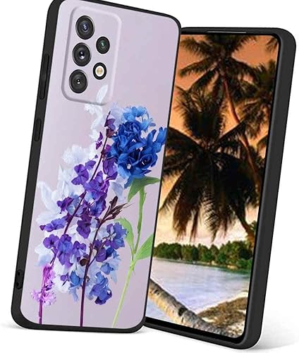 Funda de teléfono con tallos florales azules y morados, diseñada para Samsung Galaxy A32 5G, funda de TPU suave para niñas y niños, regalo a prueba
