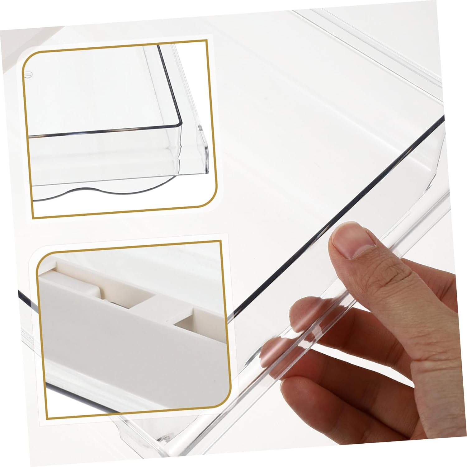 Mobestech 1pc Capacity Egg Storage Box Drawer Style Container for Fridge Convenient Egg Organizer with Spring Design Space Saving and Easy Access White