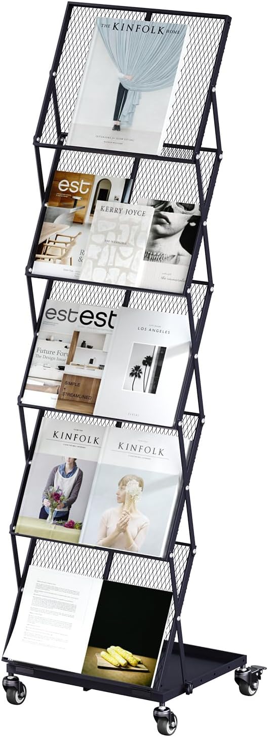 Amazon.com: Foldable Bamboo Magazine Rack, Portable Pop-up Display ...