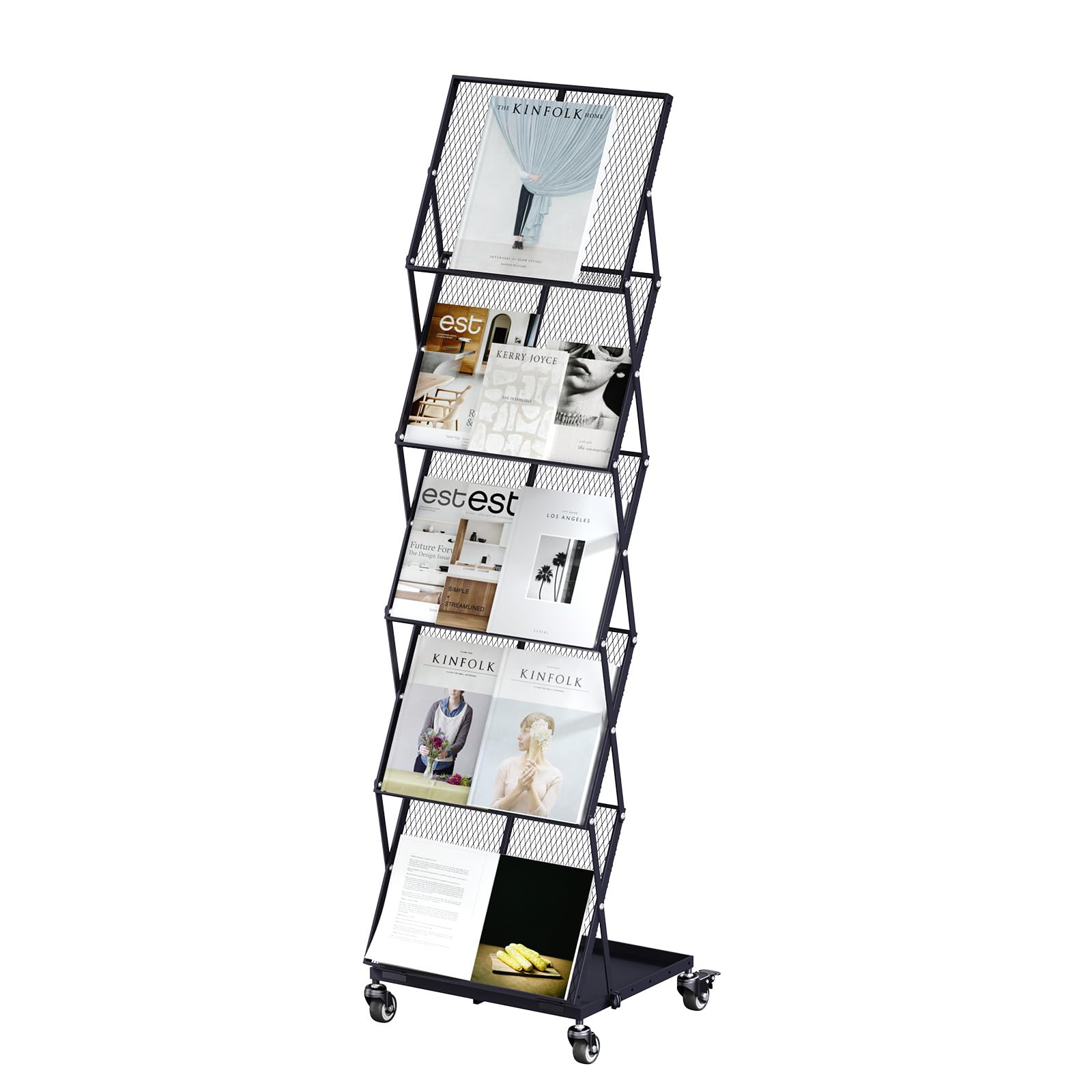 Soporte plegable Baoz para acabar con el desorden de revistas en su negocio