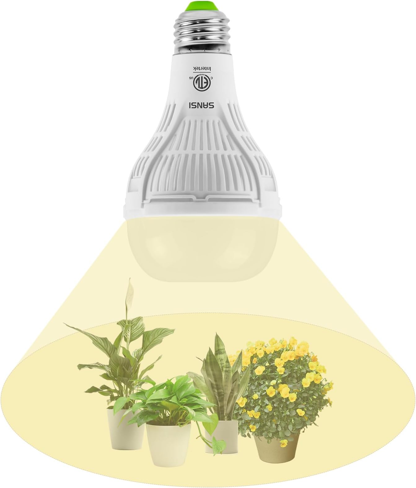SANSI Grow Light Bulb with Ceramic Technology, PPF 27.2 umol/s LED Full Spectrum 15W Grow Lamp (200 Watts Equiv) with Frosted Optical Lens for High PPFD, Energy Saving Plant Light for Fruits & Flowers
